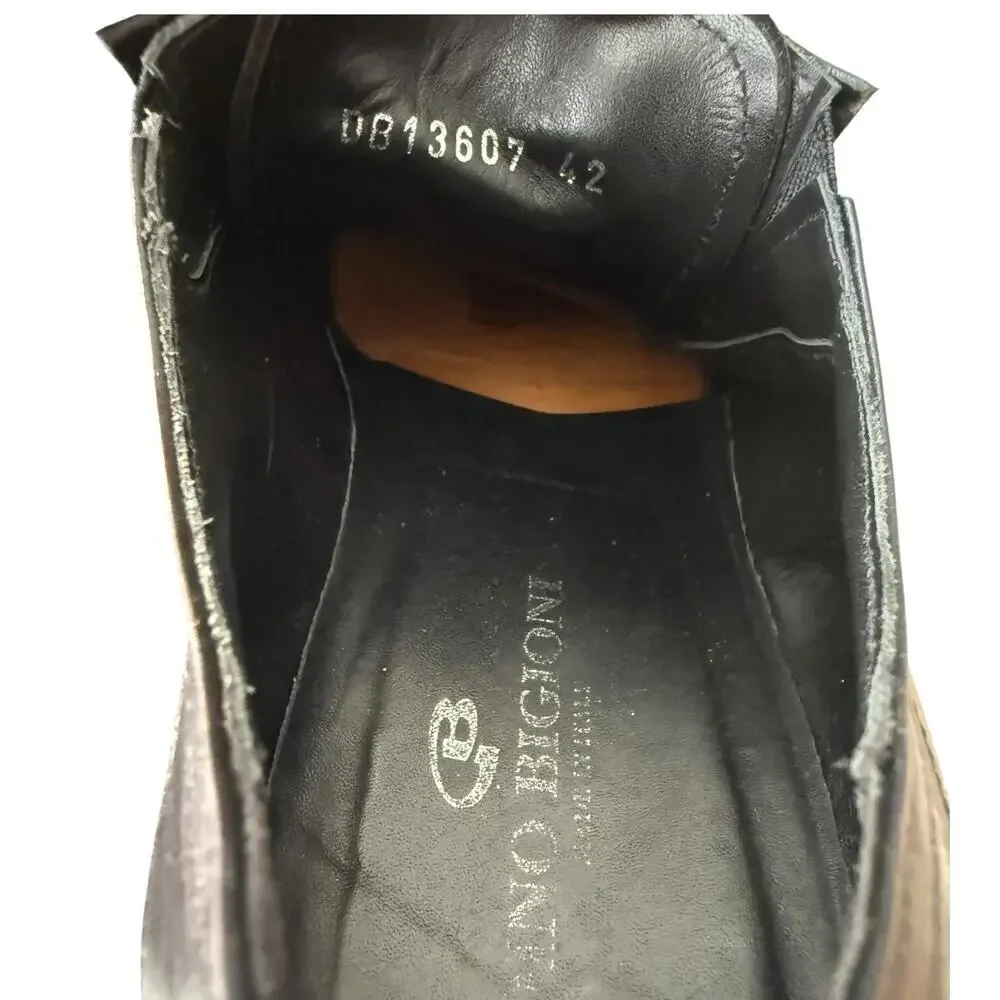 DINO BIGIONI Men’s Black Leather Oxford Shoes sz 42